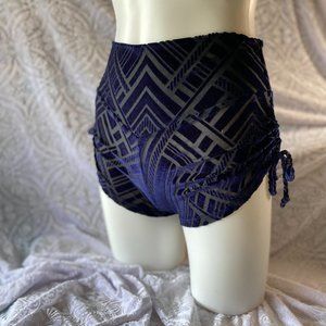 NEW Warrior Within Designs Velvet Cinch Shorts blue